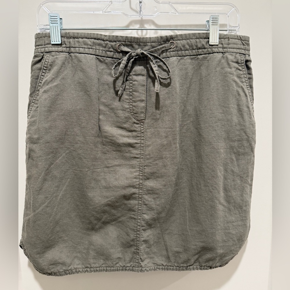 Marina Luna Casual Khaki Green Linen Mini Skirt